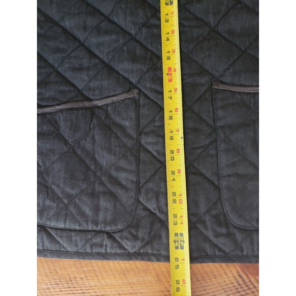 Lauren Jeans Co. Ralph Lauren Quilted Vest Women's Size L Black Denim & Leather - Picture 11 of 14